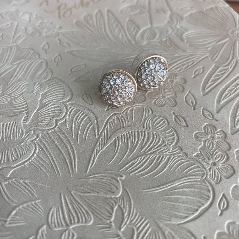 J. CREW Pave gold sparkle stud earrings
